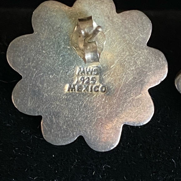 VINTAGE SIGNED MWS 925 STERLING SILVER MEXICO SUNFLOWER STUD EARRINGS - Picture 5 of 9